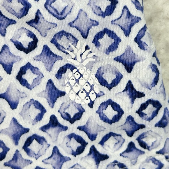 Tommy Bahama IslandZone Womens Tunic Top Blue White Geometric Split Neck M‎ - Picture 7 of 12